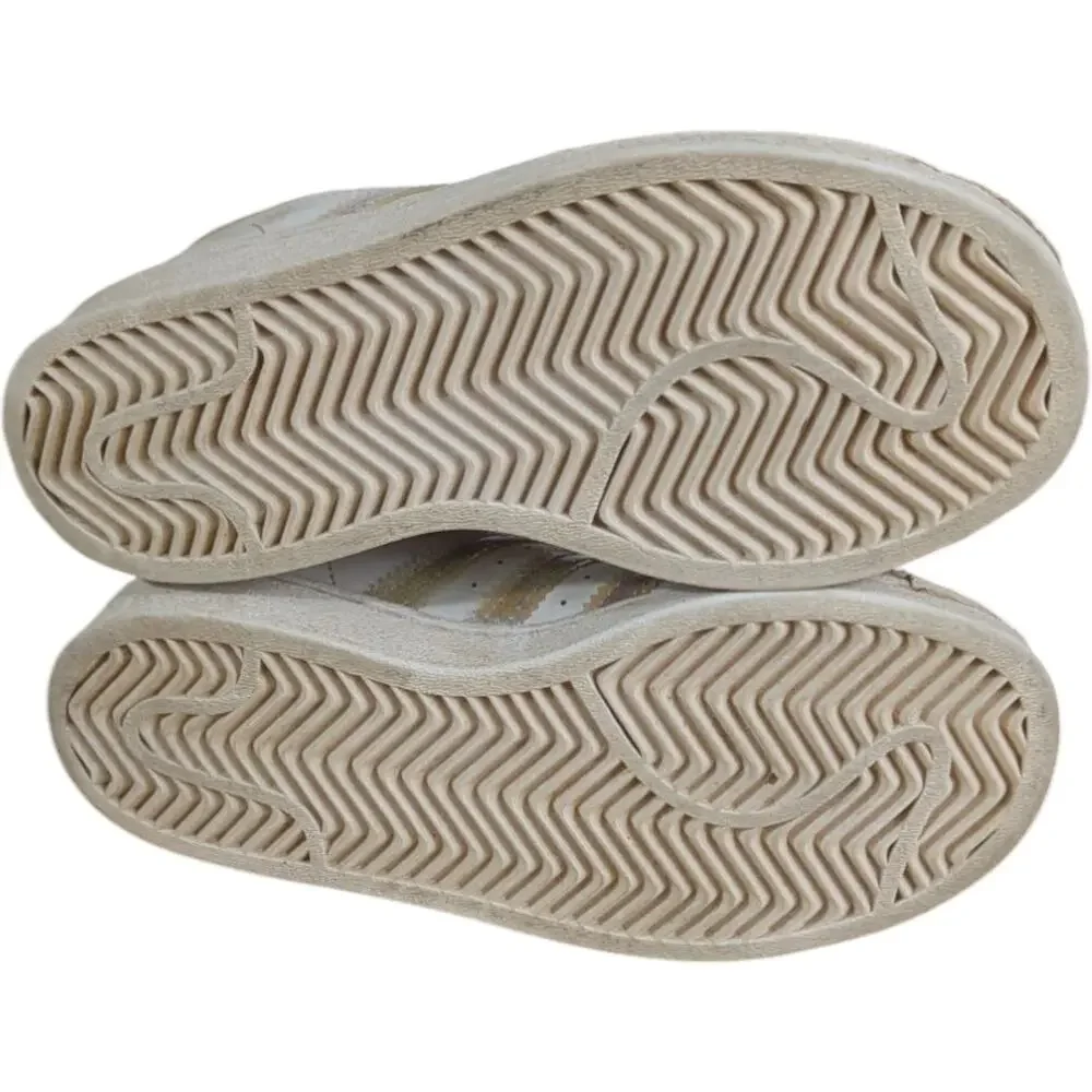 Adidas Girls Superstar Shoes White Size 13K fv3147 Iridiscente Shiny Stripes